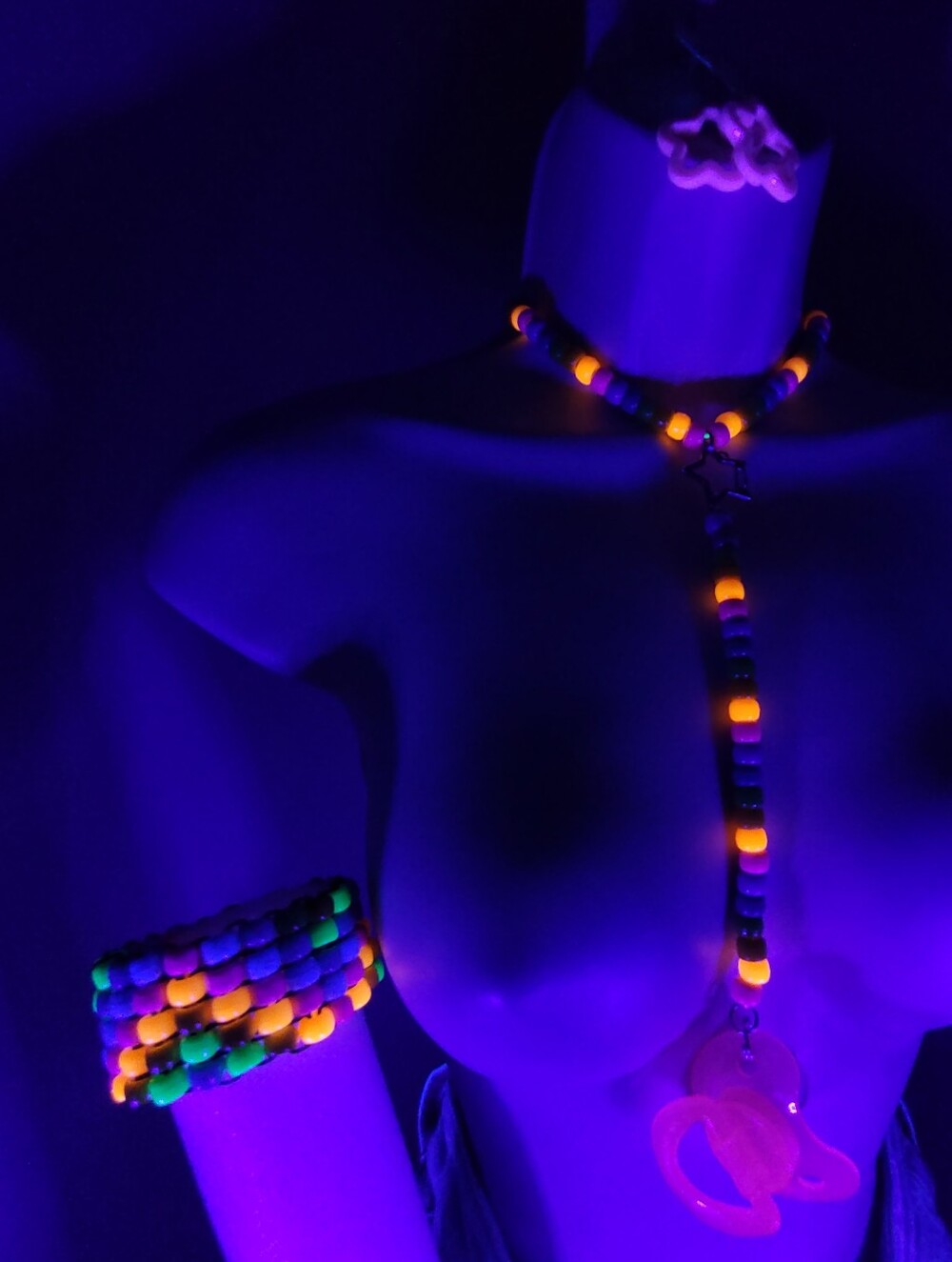 6pc Rainbow choker binky & cord earrings cuff - Picture 2 of 14